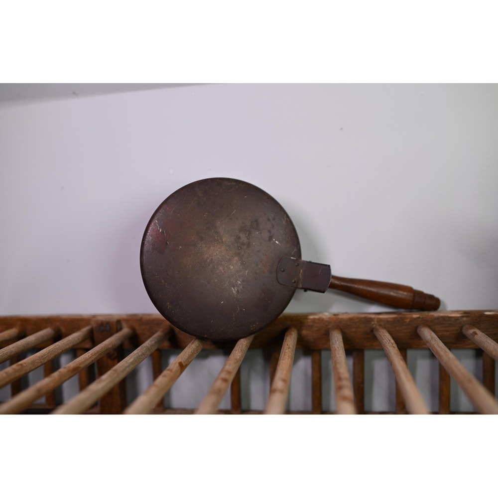 Vintage Brass Silent Butler Crumb Ash Catcher Wood Handle Antique Gold Tone